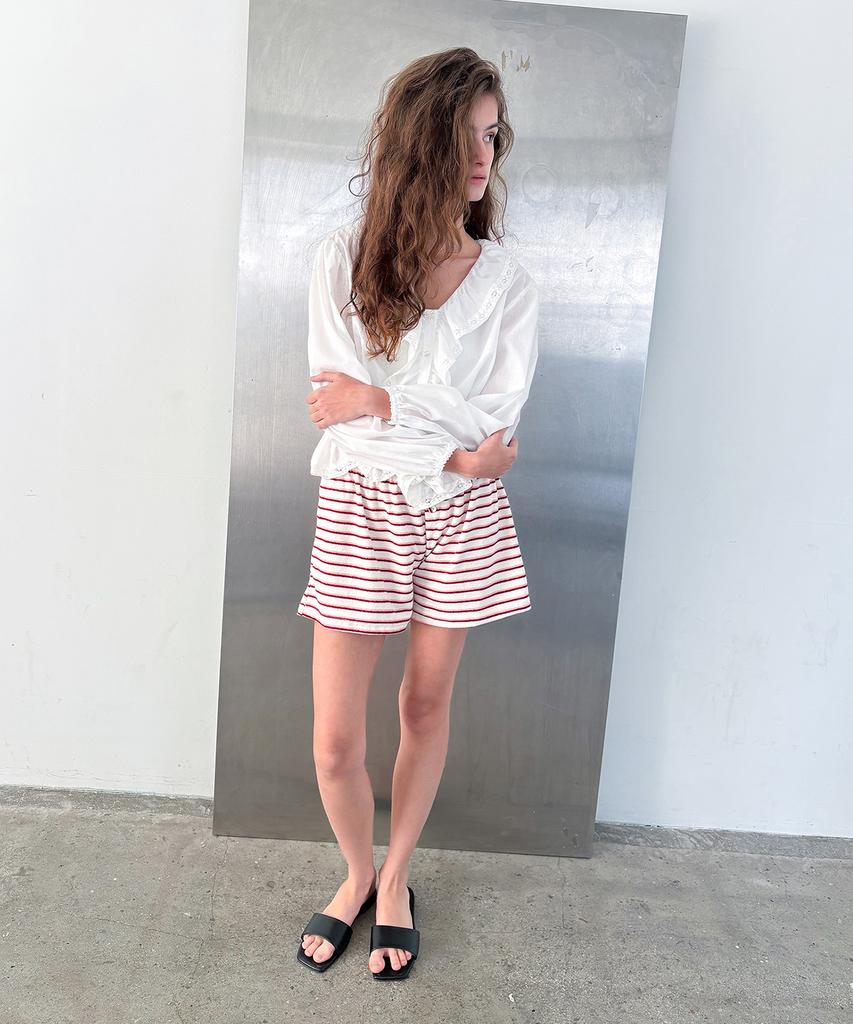 Poeteuseoul Cozy Stripe Shorts_Red