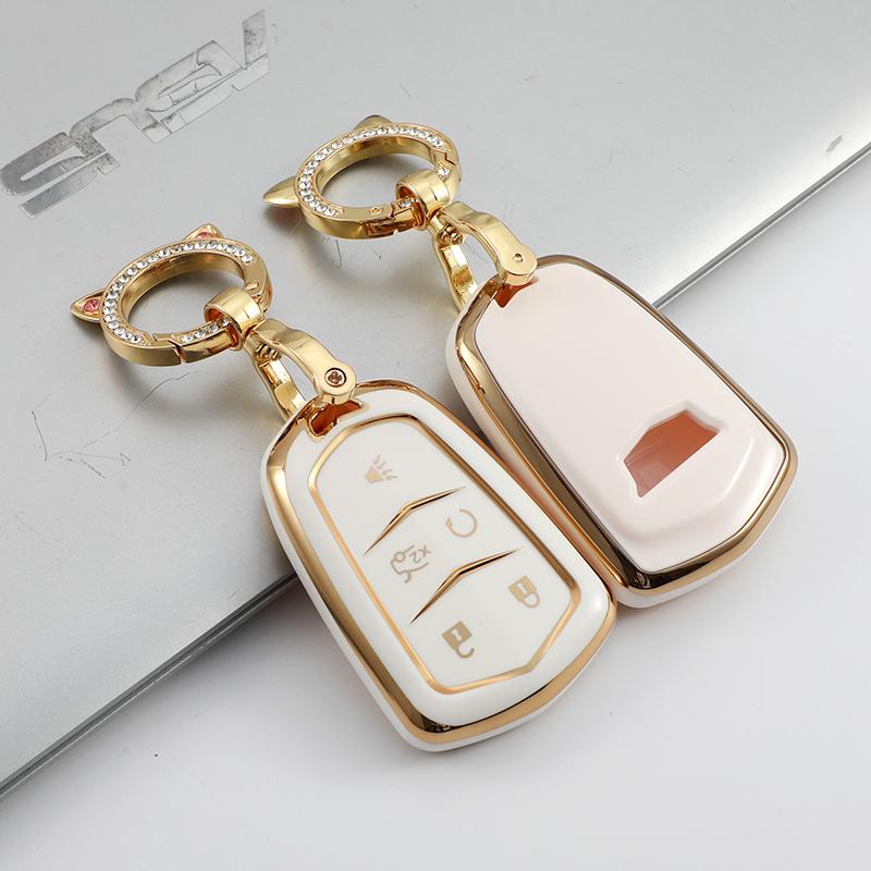 For Cadillac Ats Ct6 Cts Dts Xt5 Escalade Esv Srx Sts Xts Elr 2014 - Tpu Car Smart Key Cover Case Key Fob Bag Keychain