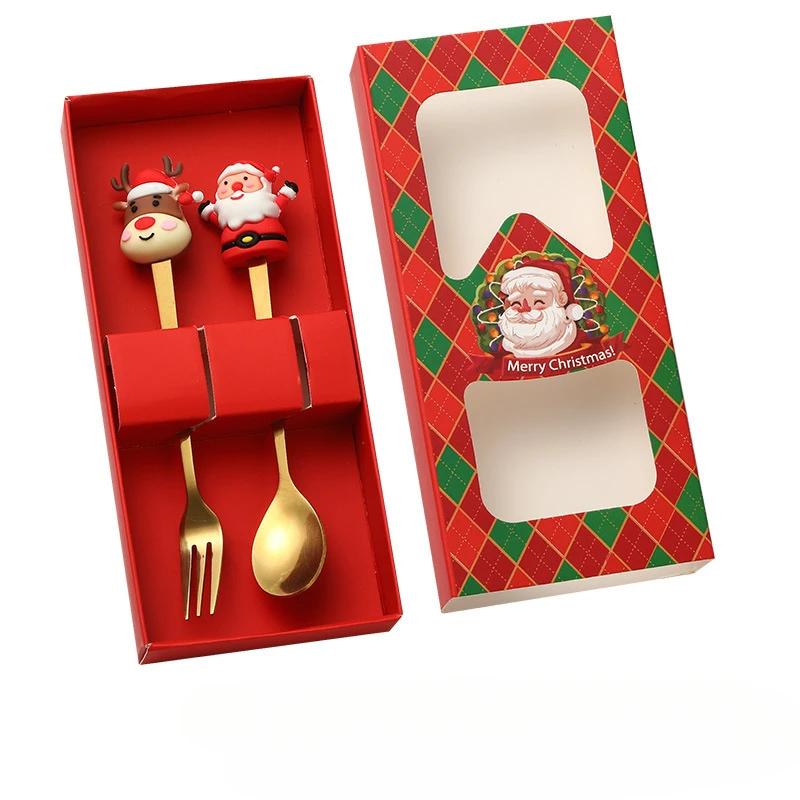 Christmas Spoon and Fork Set Household Creative Tableware Removable Forks Coffee Tea Dessert Spoon and Fork Exquisite Gift Sets