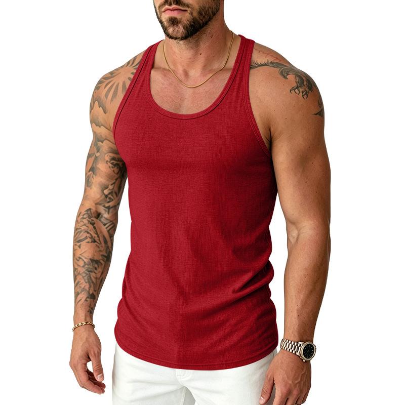 Mens Retro Slim Fit Solid Quick Dry Muscle Gym Sports Tank Top