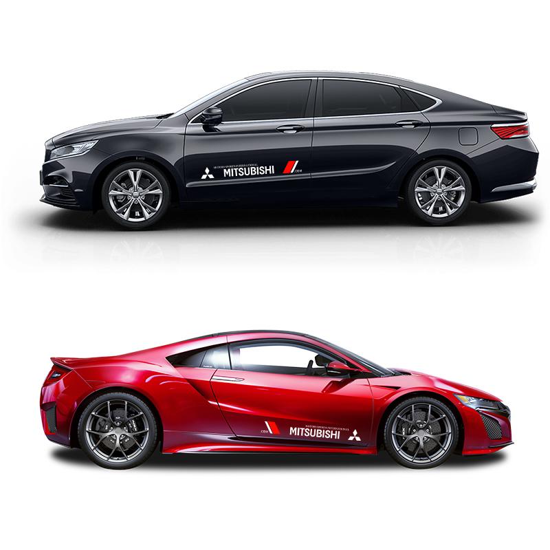 2Pcs Car Logo Door Side Stickers Waterproof Body Decal For Mitsubishi Asx Lancer Pajero 4 Outlander 3 Xl L200 EX10 X Colt Pajero