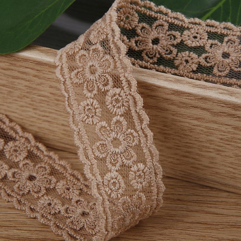 

2 ярда Белая Черная Серая Розовая Кружевная Лента DlY Одежда Шитье Ткань Отделка Кружево коричневый