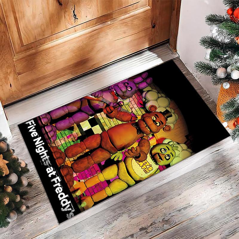 Five Nights at Freddy Printed Crystal Velvet Area Rug, Soft Anti-Slip Water Absorbent Floor Mat for Living Room Bedroom