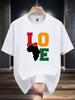 Niuwang Selection 200g 100% Cotton Short Sleeve T-shirt - Black Casual Graphic Tee with Africa Map & LOVE Print