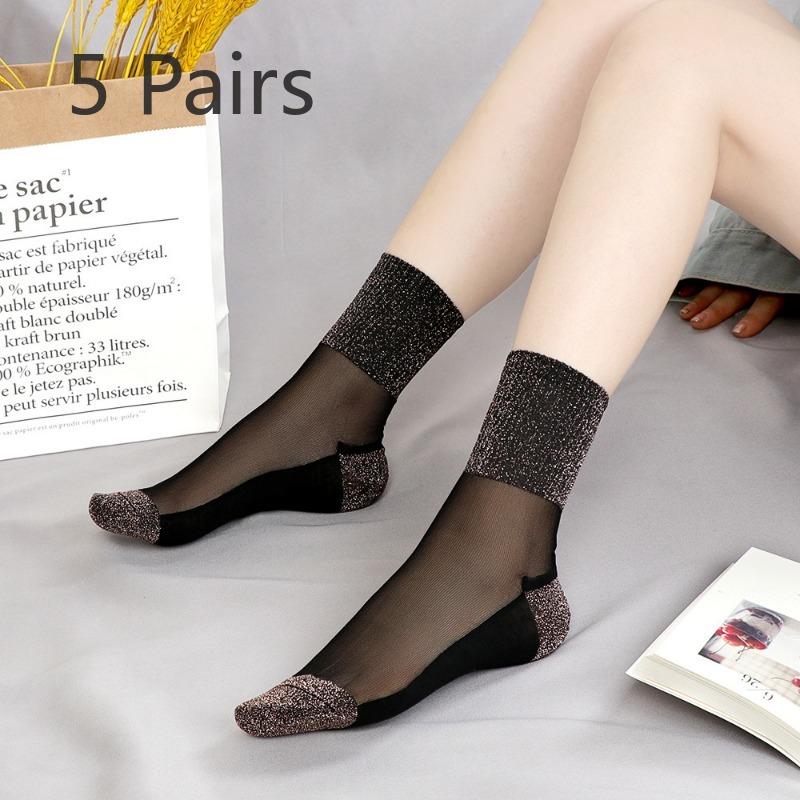 

5 пар женских тонких нескользящих и износостойких стеклянных чулок для весны и осени 5 Pairs шампанского