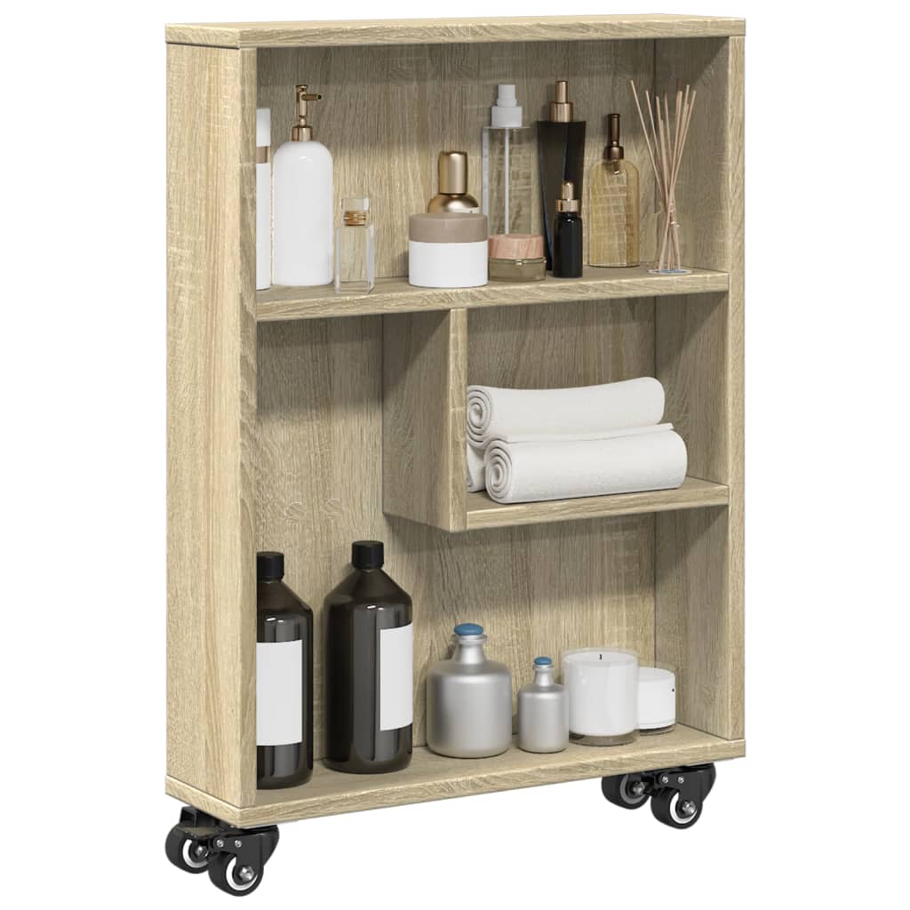 Narrow Storage Trolley Sonoma Oak Finish 48 x 13 x 68 cm Engineered Wood