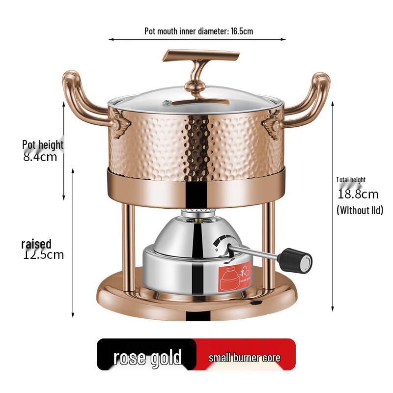 ZISIZ Swiss Style Stainless Steel Mini Hot Pot with Alcohol Stove
