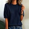 Maglione da Donna a Maniche Corte con Scollo e Lavorazione a Intreccio Maglia Colorata per Uso Casual