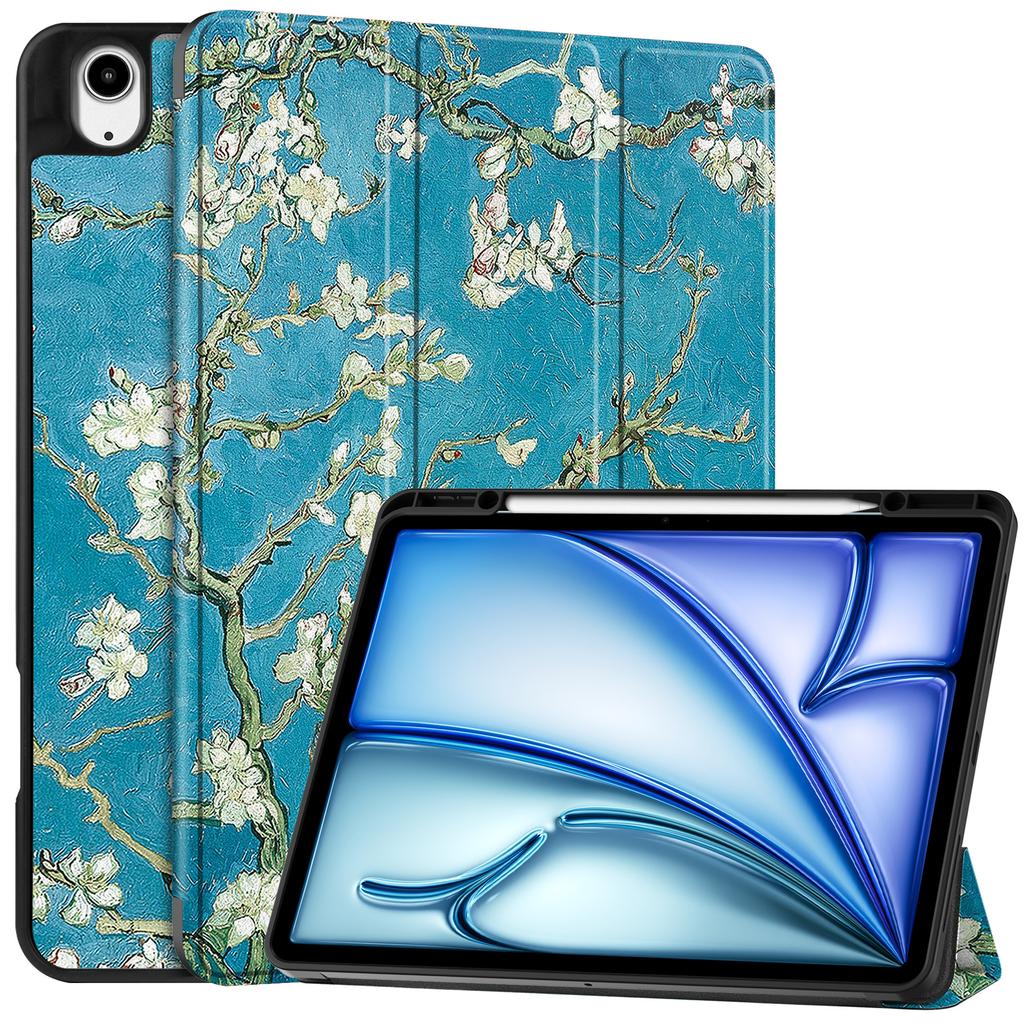 For iPad Air 13 (2025)/(2024) Tablet Case Pattern Printing Tri-Fold Stand Leather + TPU Cover with Pen Holder