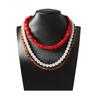 Medieval Vintage retro trend personality creative design sense multi-layered wearing imitation pearl street auction necklace