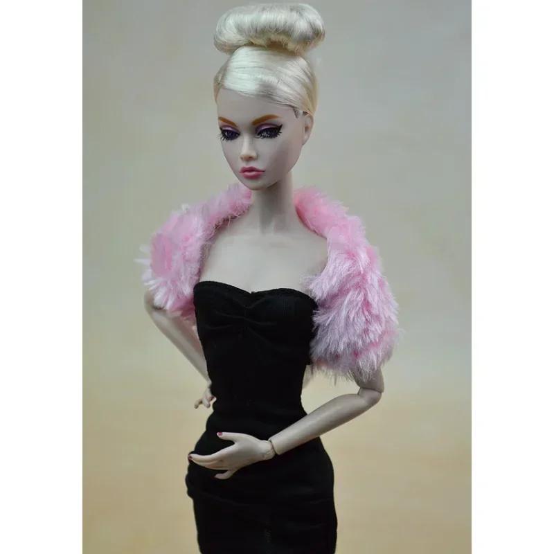 30Cm Fashion Dress Up Doll Shawl Unique Design Imitation Feather/Fur Shawl White Purple Plush Shawl For 1/6 Fr Doll Accessories