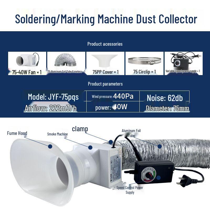 Compact Solder Fume Extractor and Laser Engraving Dust Removal Fan