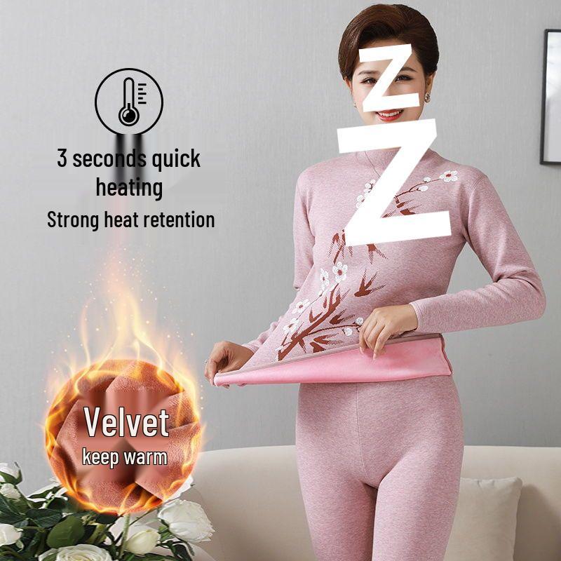 Women's Warm Fleece Set for Mid-Aged and Elderly: Cozy Winter Underwear for Mothers and Grandmothers