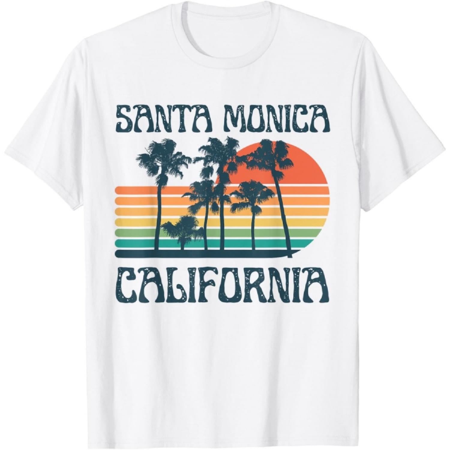 Santa Monica California Summer Vacation Vintage Men Women Kids T-Shirt S