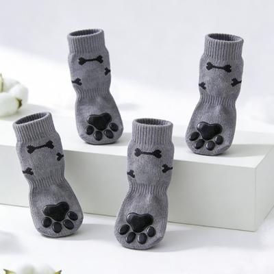 4Pcs Premium Anti-Slip Cozy Dog Socks Anti-Scratch Adjustable Band Noiseless Pet Socks Cotton Anti-dirt Dog Paw Covers Indoor