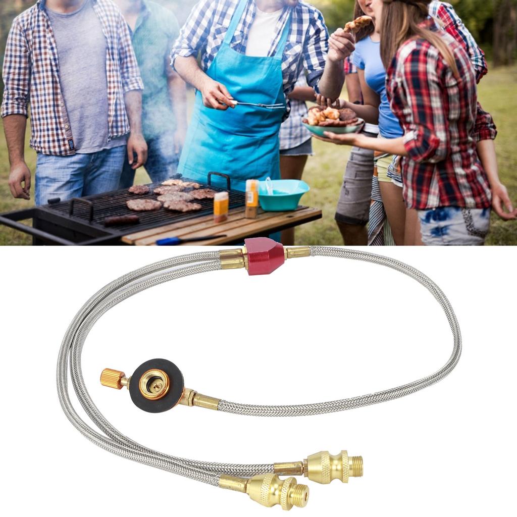 G1/8 DN6 Outdoor Camping Gas Stove Flat Tanks Hose Adapter Accessories for Connecting 2 Burners