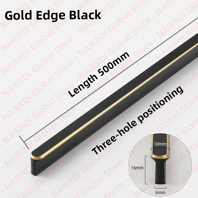NAIERDI American Style Black Cabinet Handles Aluminum Alloy  Long Furniture Handle Kitchen Cupboard Pulls Drawer Knobs Hardware
