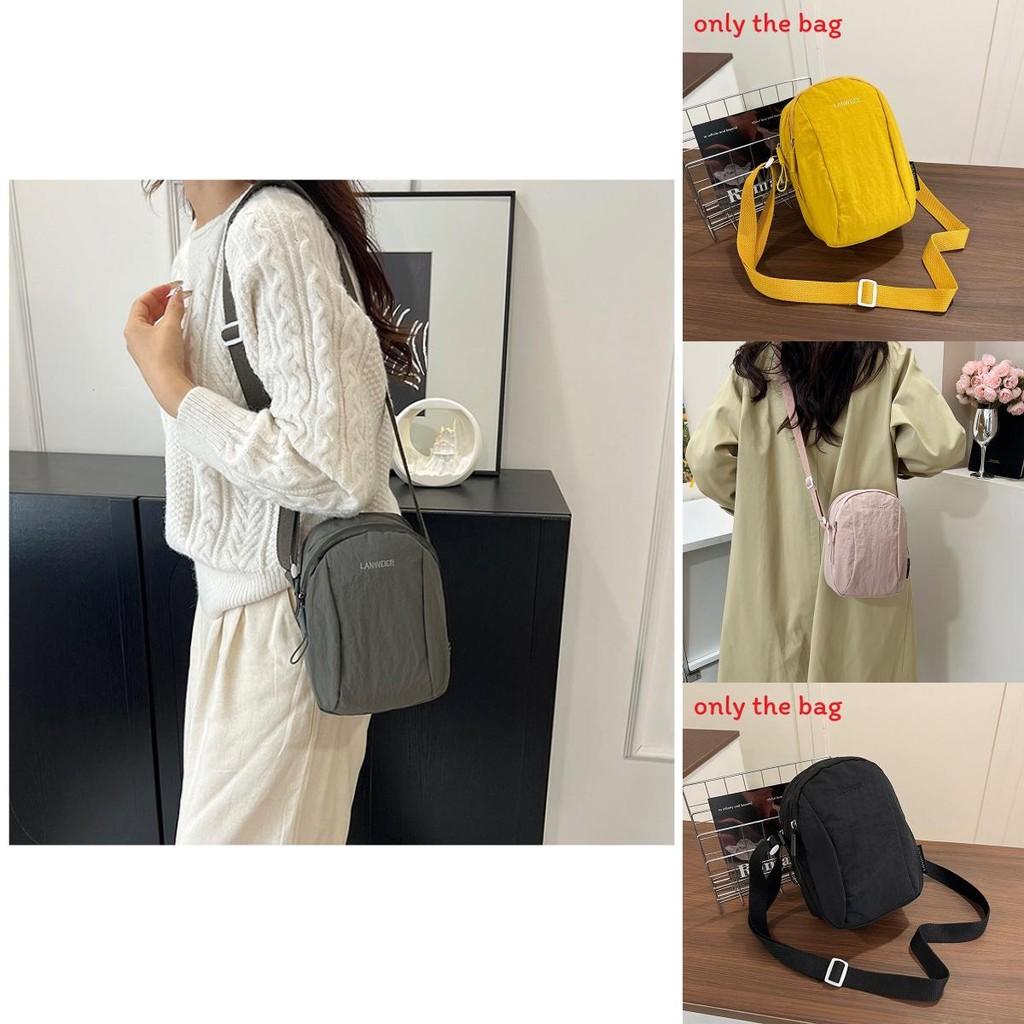 Nylon Small Crossbody Bag For Women With Solid Color And Letter Embroidery Design For Daily Casual Use