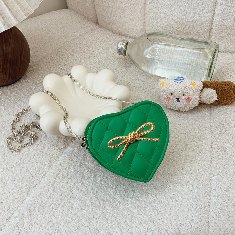 Solid Shape Love Color Bow Chain Shoulder Bag Children Outdoor Bag Crossbody