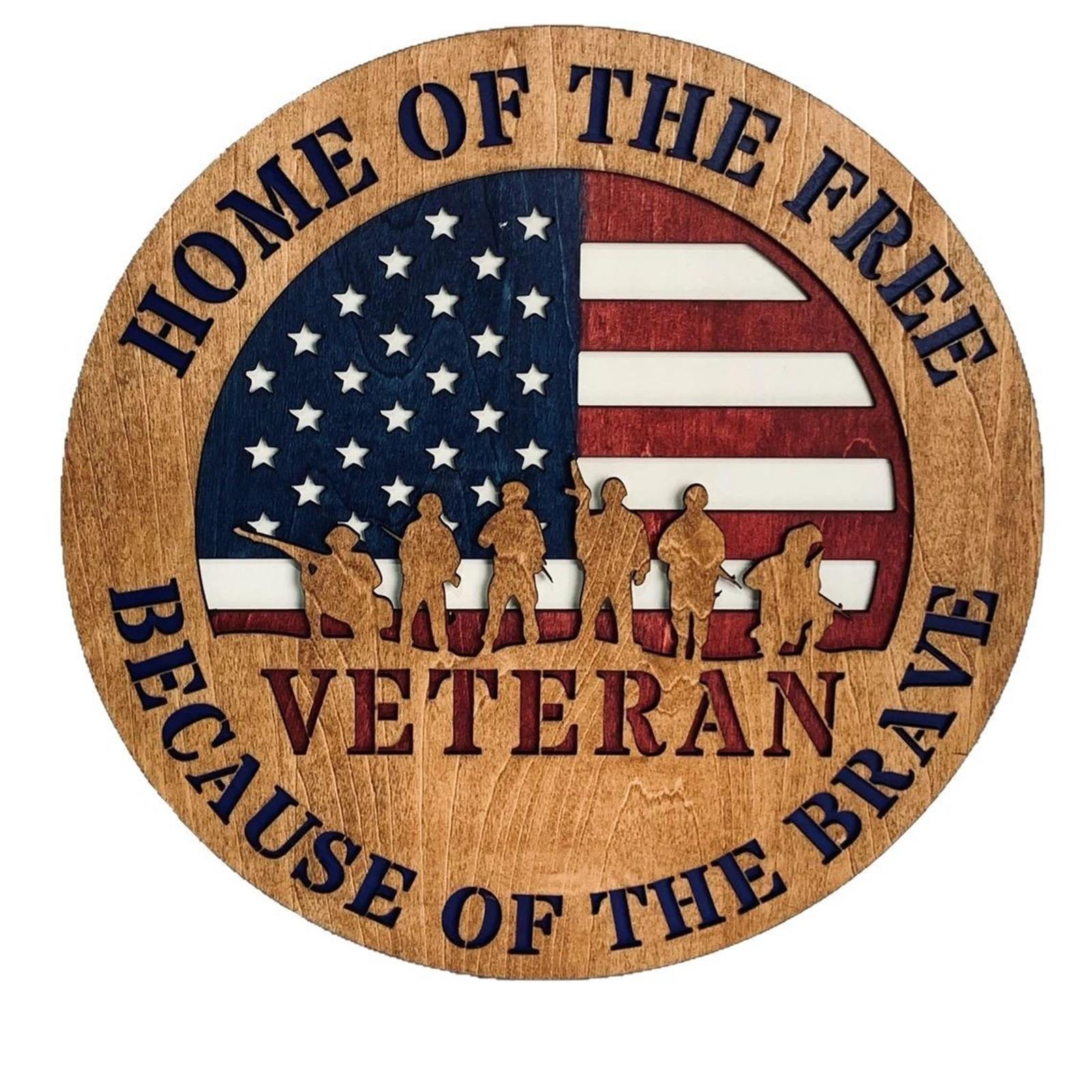 

Украшения на дверную табличку в честь Дня Независимости ветеранов, круглый настенный подвесной деревянный кулон ко Дню Независимости Америки One Size