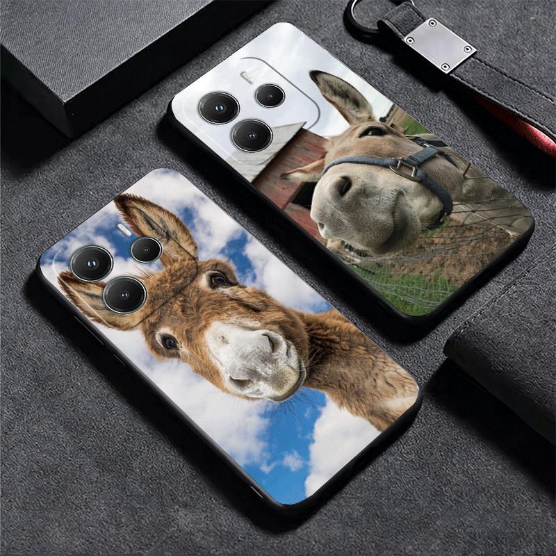 Funny Donkey Animal Soft Phone Case for Xiaomi Redmi Note 12 13 14 15 Pro Plus 11 12S 11S 11T 10 4G Black Cover Back Shell