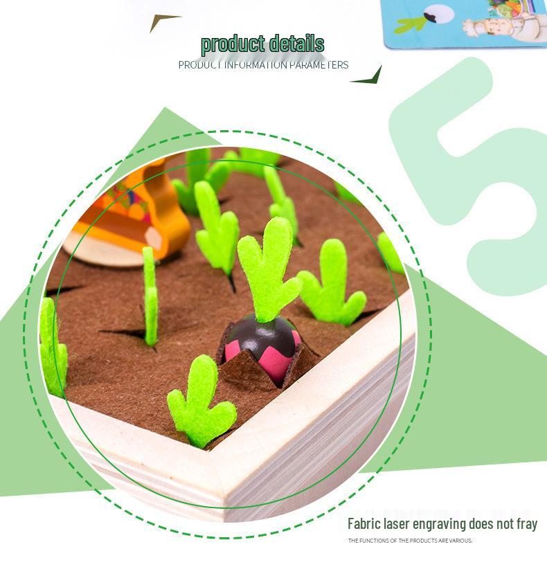 Wooden Radish Pull Toy: Montessori Vegetable Memory Game for Early Education.