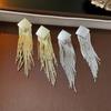 Rhombus metal tassel silver needle earrings personalized geometric temperament earrings