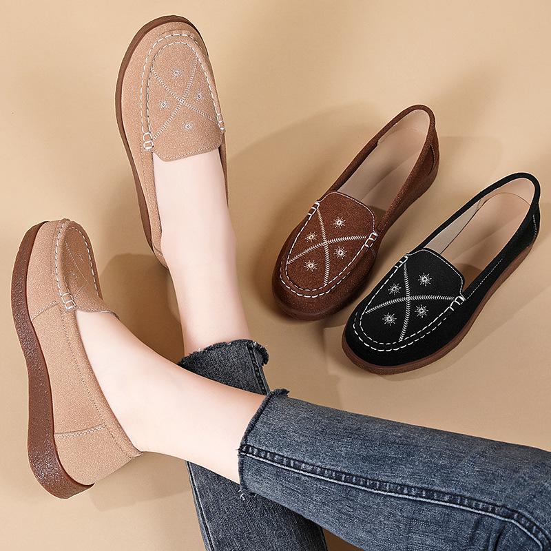 Summer Round Toe Soft Bottom Carved Retro British Style Flat Shoes Women's Casual Loafers