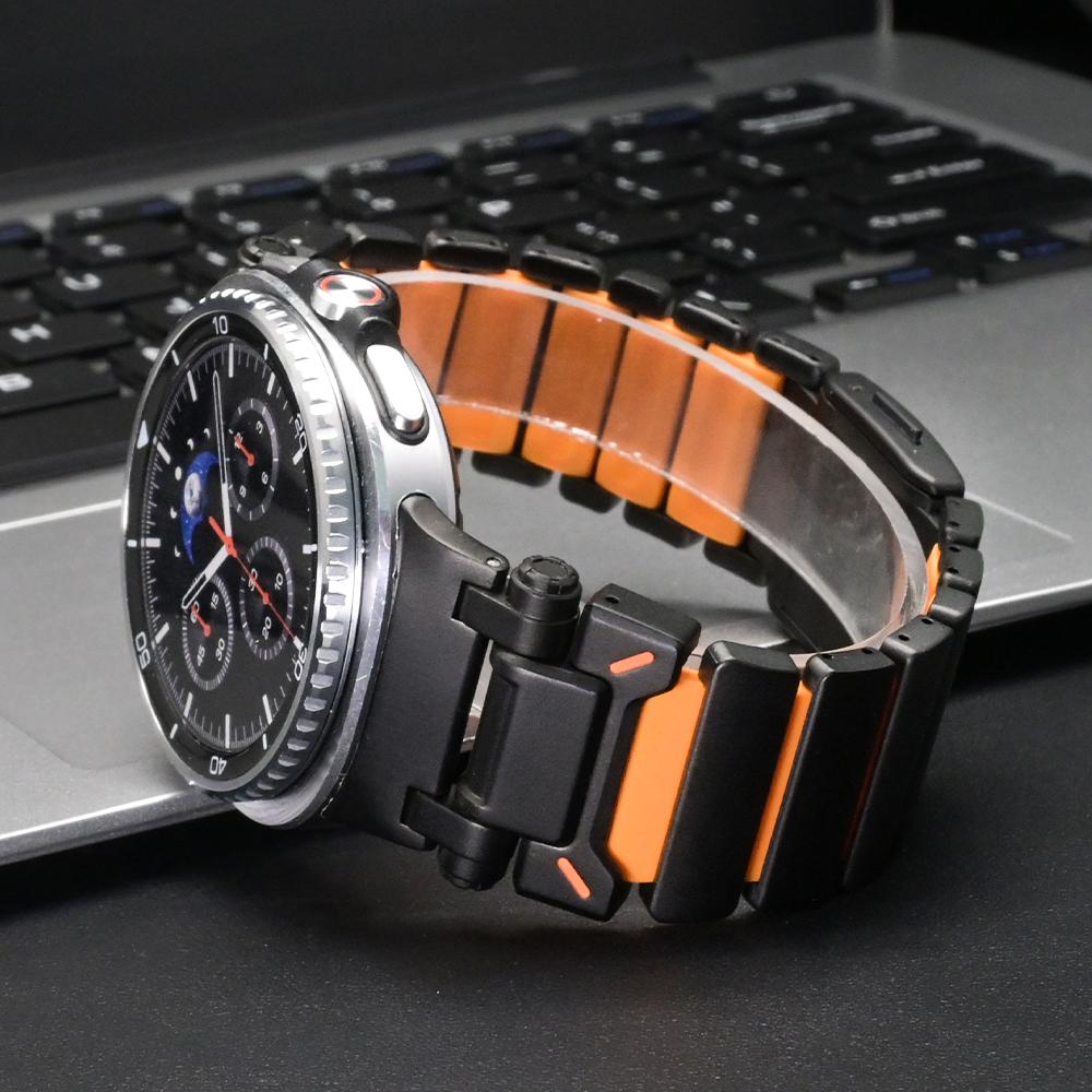 Luxury Titanium+Silicone Strap for Samsung Galaxy Watch 8 Classic 46mm 8 44/40mm Metal Men Band for Galaxy Watch Ultra 2025 47mm