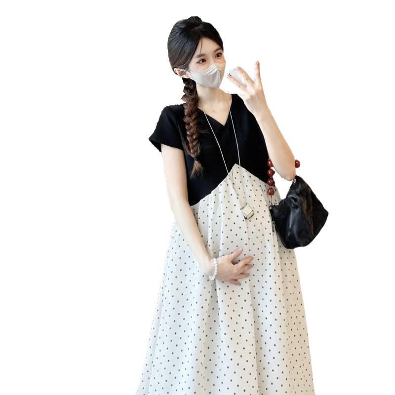 2026 Summer Maternity Slimming Two-Piece Patchwork Plus Size Colorfast Dress
