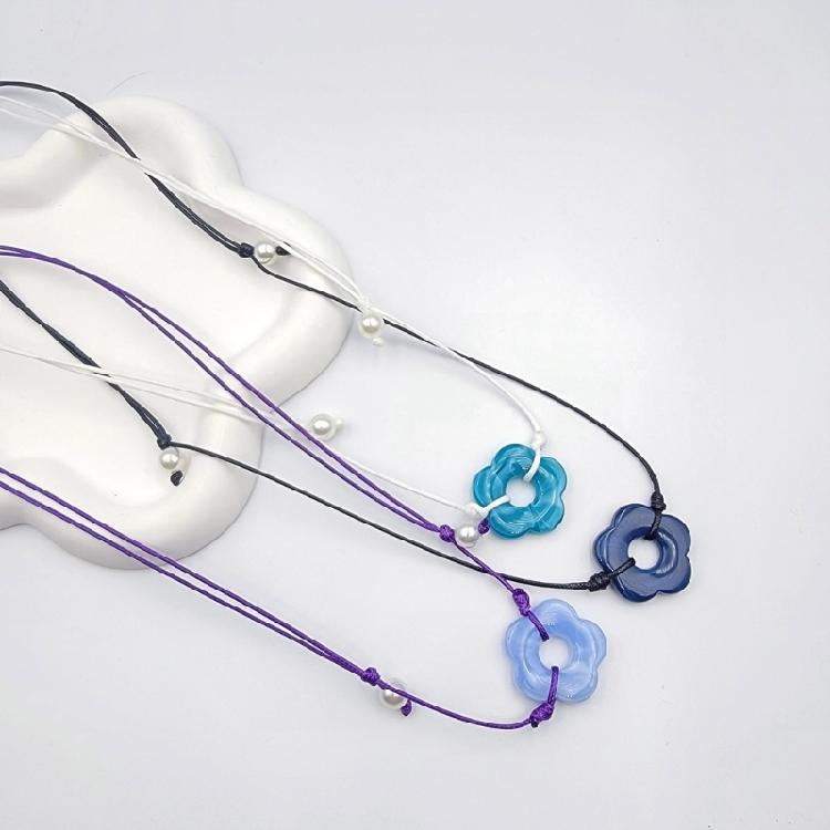 Collana a Catena per Clavicola con Ciondolo a Fiore Novel Europeo e Americano, Versatile