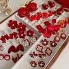 French Burgundy Love Petal Fringed Earrings Niche Fashion Trendy Stud Earrings Earrings Women