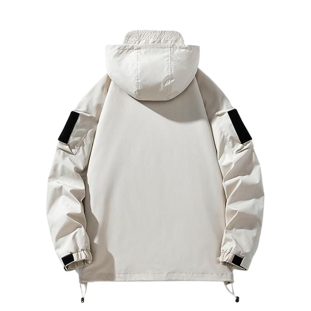 Men Fake Two Loose Work Jackets Trendy Plankton Hooded Charge Top Coat