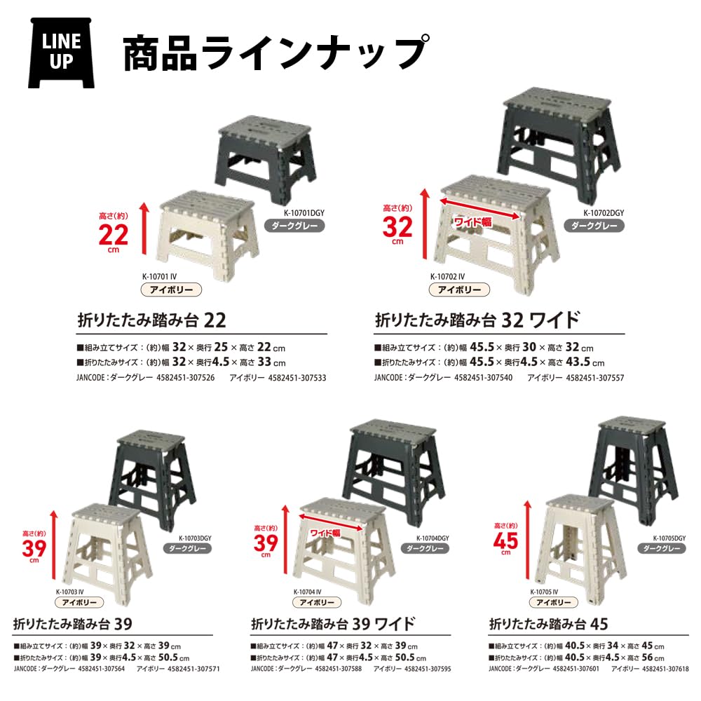 Park Lane Folding Step Stool, Compact, 32cm High X 45.5cm Wide X 30cm Deep, Sturdy, Car Wash, Kids, Entryway, Outdoor, Dark Gray