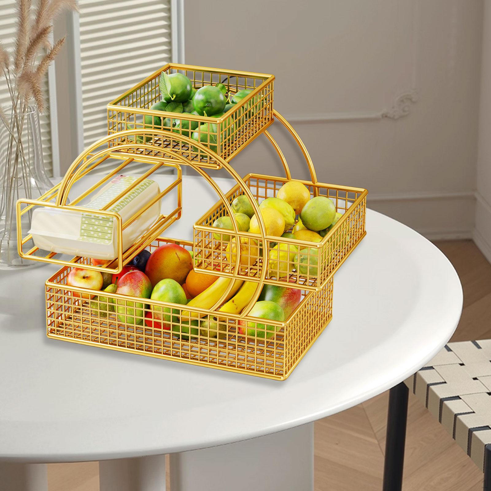 

Metal Fruit Basket with Tissue Holder And Accessories, for Use, 30 X 20 Cm золотистый