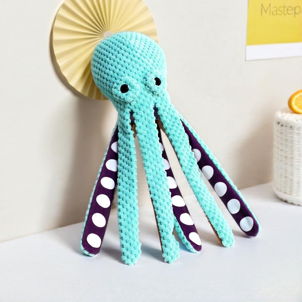 Squeaky Dog Toy Octopus Plush Durable Interactive Teeth Cleaning Chew Toys for Small Medium Large Dogs Mental Enrichment Puppy Birthday Gift