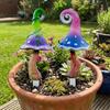1 Pair Vintage Hand Painted Mushroom Potted Landscape Stake  Outdoor Lawns