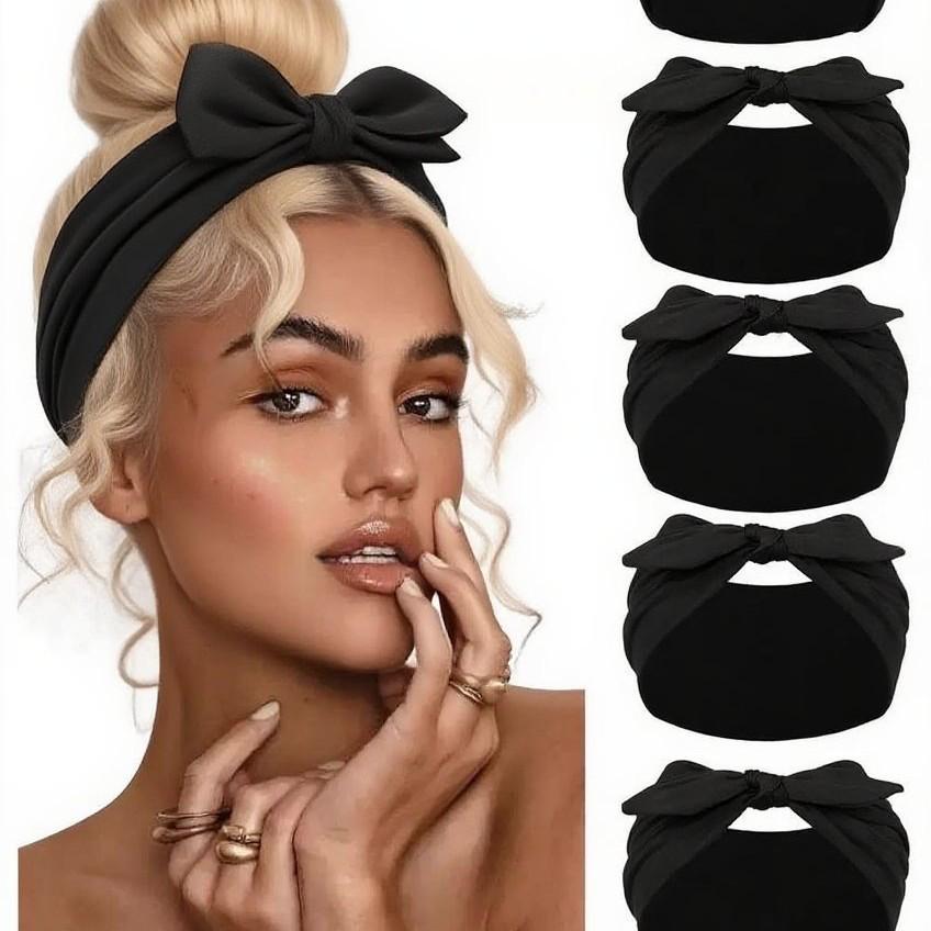 Solid Color Bow Headband for Sports, Fashion & Makeup
