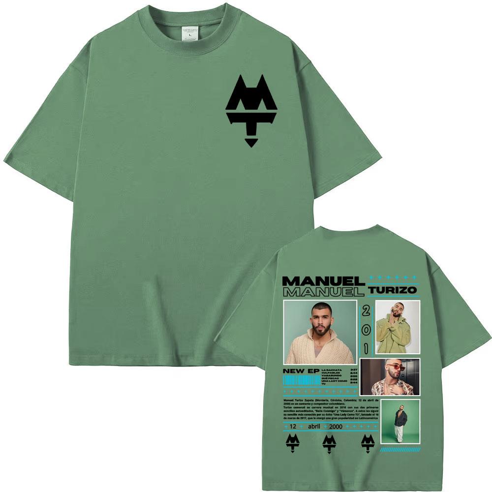 Rapper Manuel Turizo 201 World Tour 2025 Merch T Shirt Men's Clothing Harajuku Hip Hop Punk T-shirts Cotton Casual Loose T-shirt