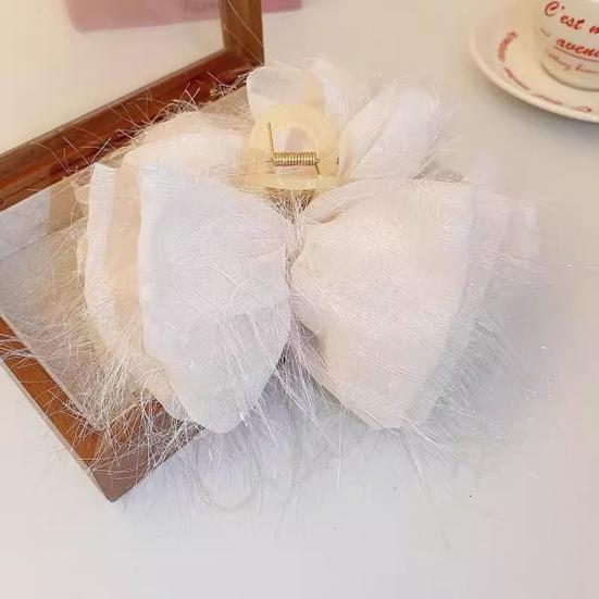 Hair Claw Furry Tassel Design Large Shark Clip Back Head Shimmer Texture Hair Clip Stable Hold Hair