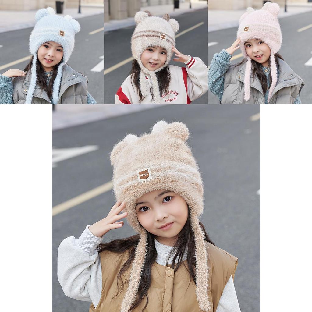 Kinder Strick Bärenmütze mit Wärme- und Winddicht-Eigenschaften für Winter-Outdoor-Spiel