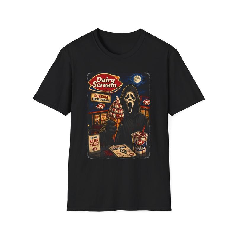 Dairy Scream Ghostface Ice Cream Unisex T-Shirt| Horror Movie Retro S