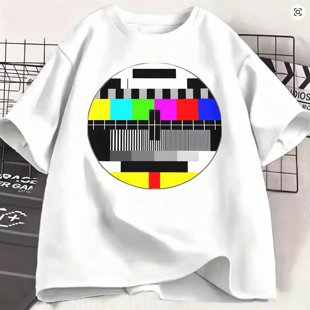 No Signal Tv Test Card Unisexs T Shirt Funny Tees Short Sleeve Crew Neck TShirts Cotton Plus Size Clothing