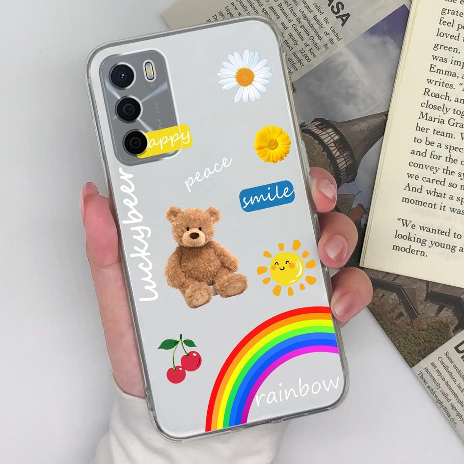 Phone Cases For Oppo A16 A16S A15 A15S A17 A17K A35 A58 Fashion Colorful Love Heart Pattern New Upgrade Clear Silicone Screen Protector For Oppo Shell