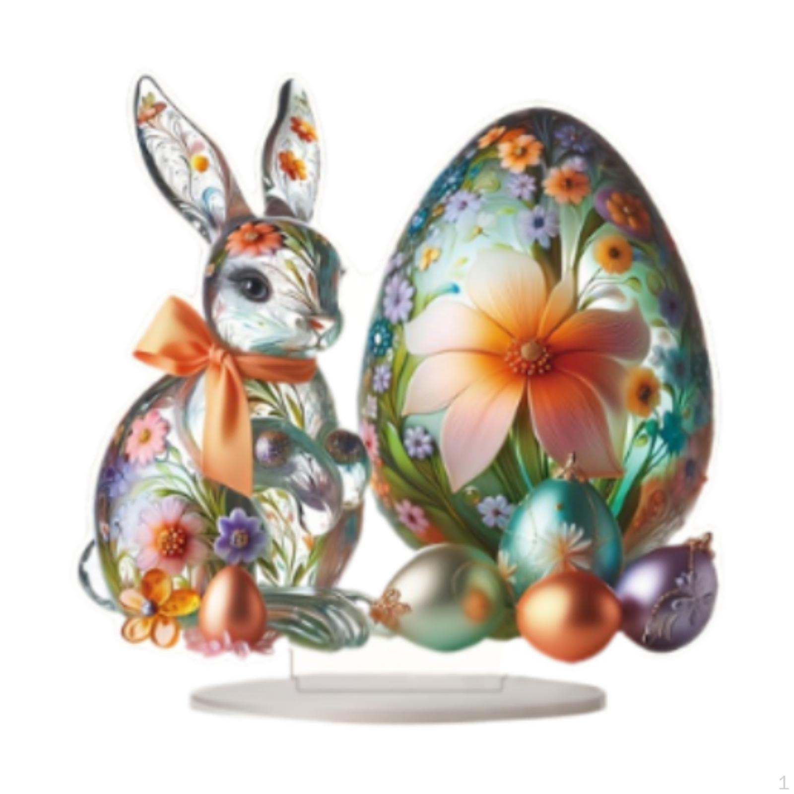 

2D пасхальный кролик яйцо украшение акриловый знак коллекционные предметы подарок другу плоский настольный орнамент для Style H