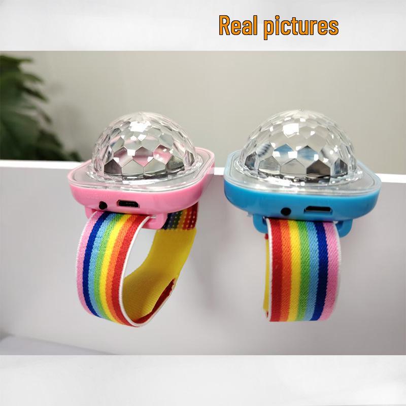 Smurfs USB Colorful LED Wrist Projector Lamp with 5V Charging and Car Suction Cup - Seven-Color Atmosphere Watch Light