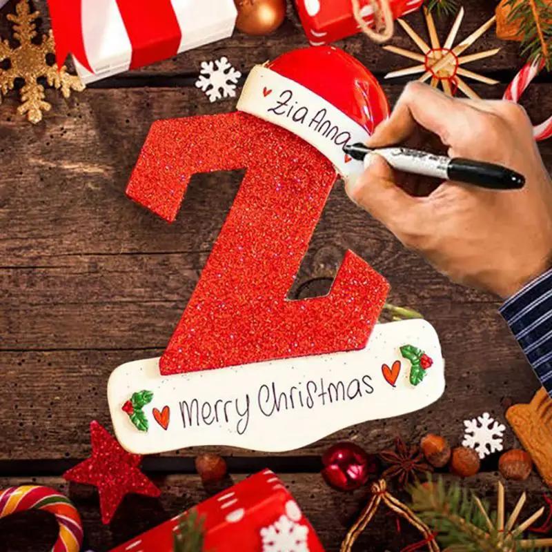 Christmas Tree Decoration Letter Pendant 26 Letters Home Holiday Wooden Pendant Xmas New Year Decor Ornament Customizable