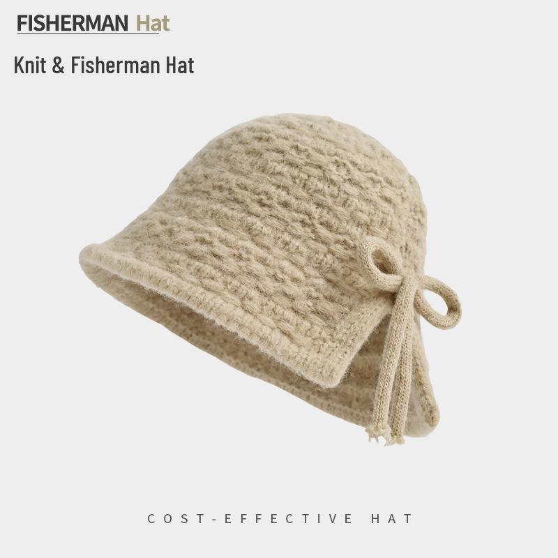 Women's Winter Wool Felt Fisherman Hat – Warm, Ear-Protecting Bucket Style for Large Heads, Slim Face Design