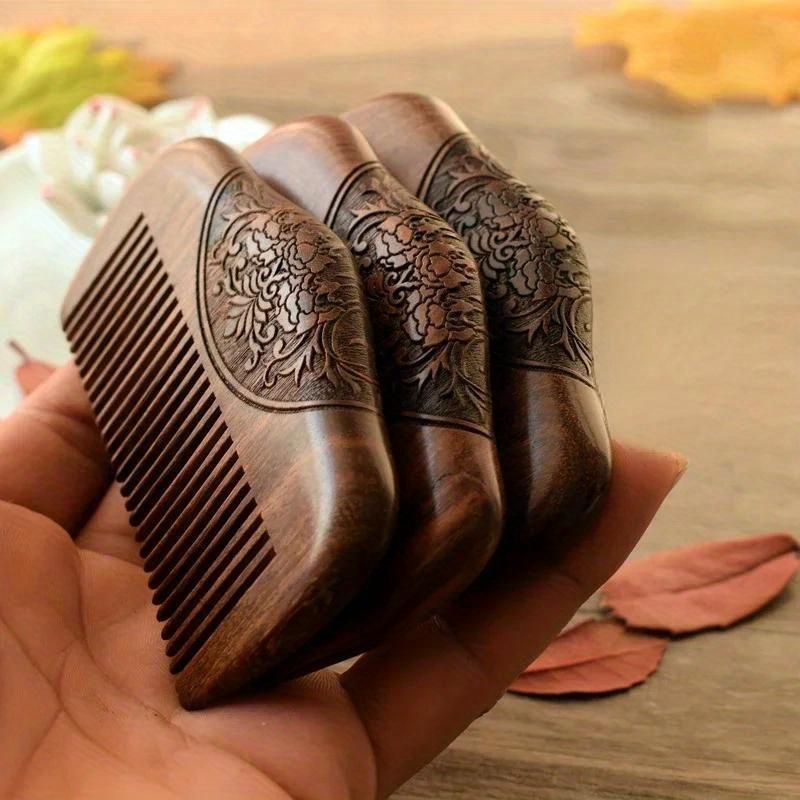 Pocket Wooden Comb Natural Black Gold Sandalwood Super Narrow Tooth Wood Combs No Static Lice Beard Comb Hair Styling