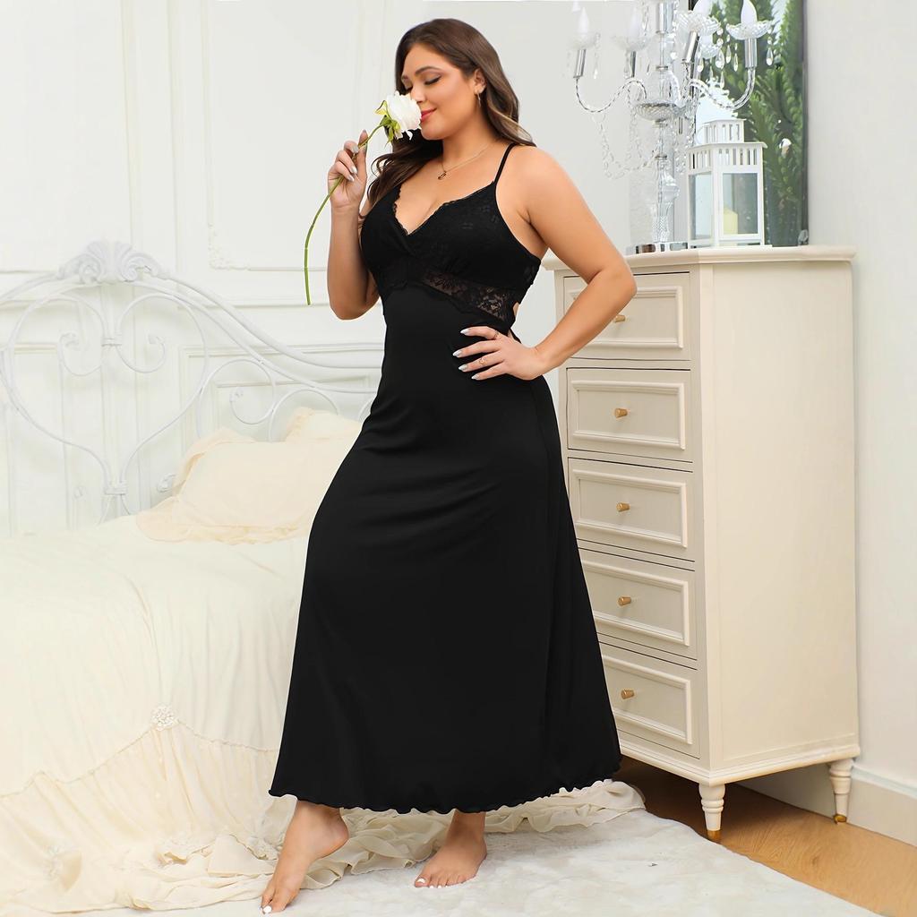 Plus Size Sexig Spets Bustier Camisole Nattlinne Underkläder